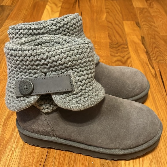 UGG WOMEN'S SWEATER SUEDE WINTER PULL ON BOOTS GRAY - Picture 5 of 6